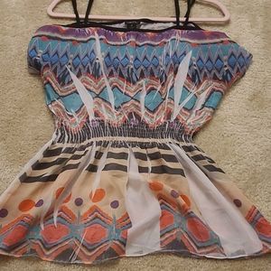 Colorful see through blouse